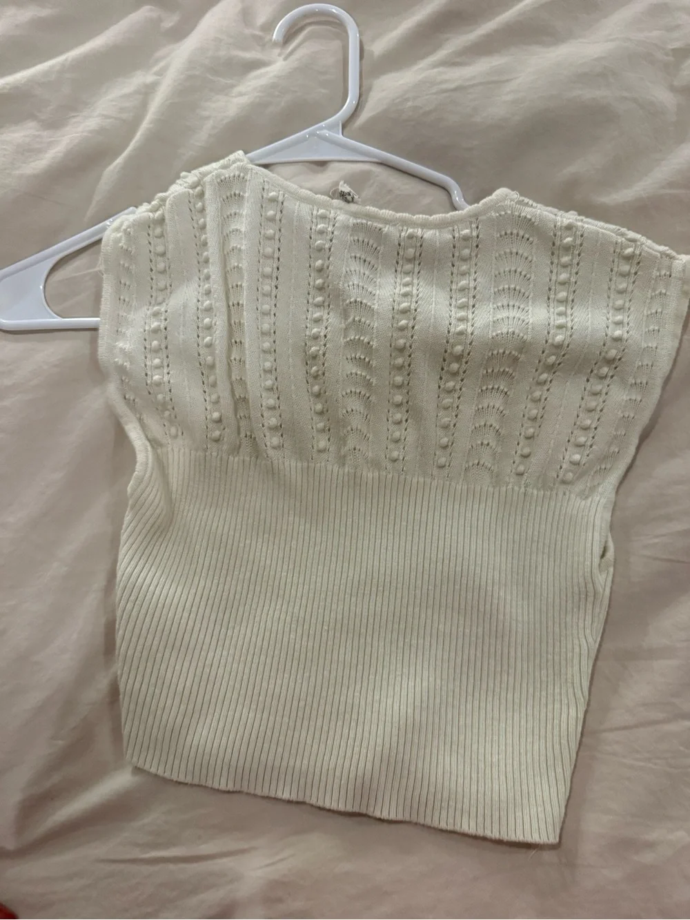 Free people cream knit cropped tank size small